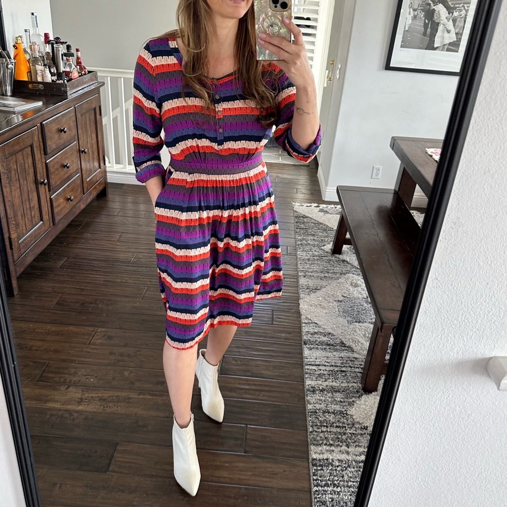 Anthropology Stripped Midi Dress Size 8
